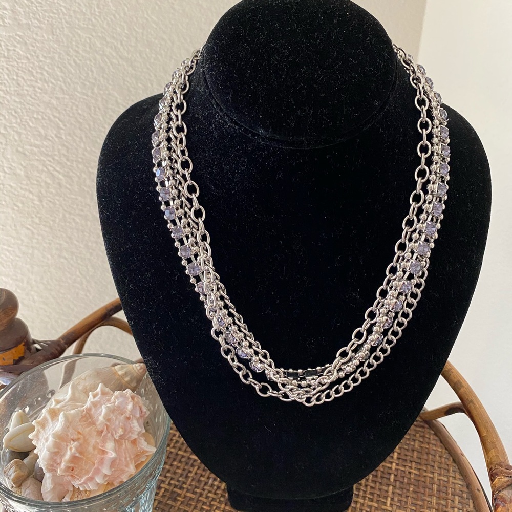 Nordstrom Silver Rhinestone Statement Necklace - image 3